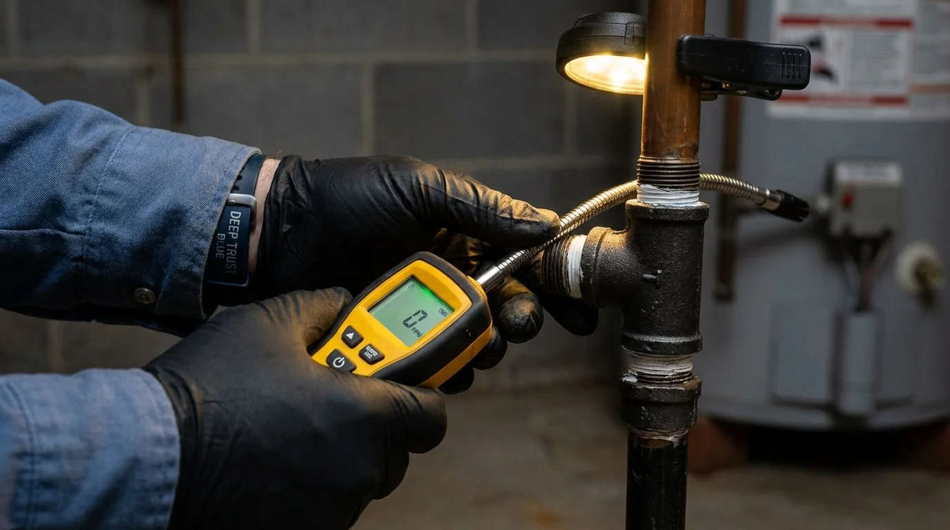 Gas leak detection with electronic sniffer by Johns Plumbing LLC in Lynn Haven